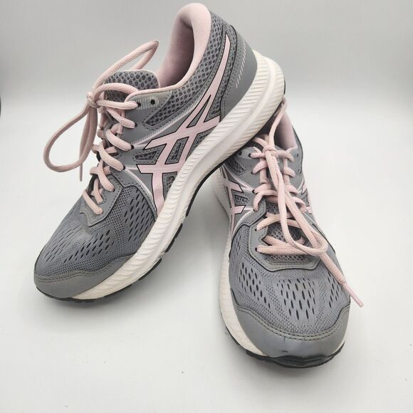 Asics Gel-Contend 7 Womens Running Walking Shoes Sneaker Gray w/ Pink Size 8.5 - Picture 1 of 15